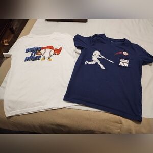2 Kids Baseball T-Shirts - White and Blue